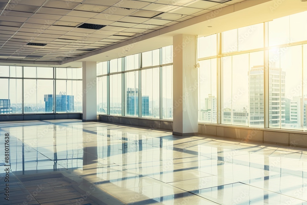 Empty Modern Office Space Blurred Background	
