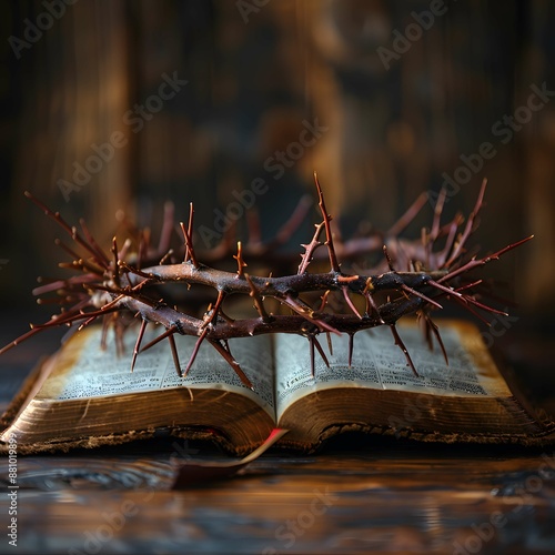 Soft light, Bible, thorns crown.