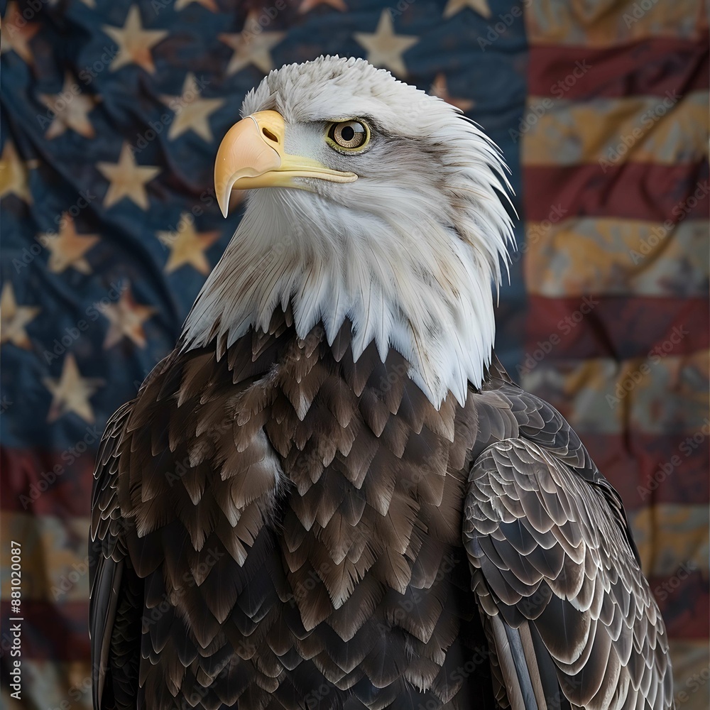 Fototapeta premium Eagle and flag, symbol of patriotism.