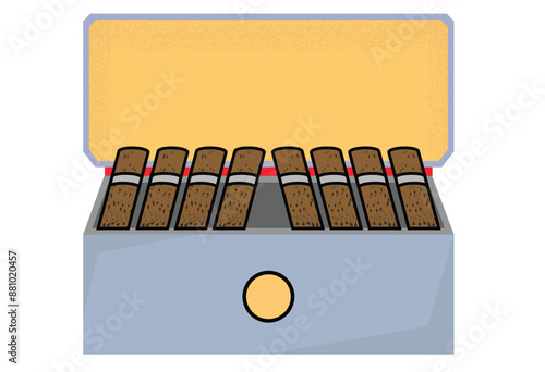 Horizontal open box with cigars