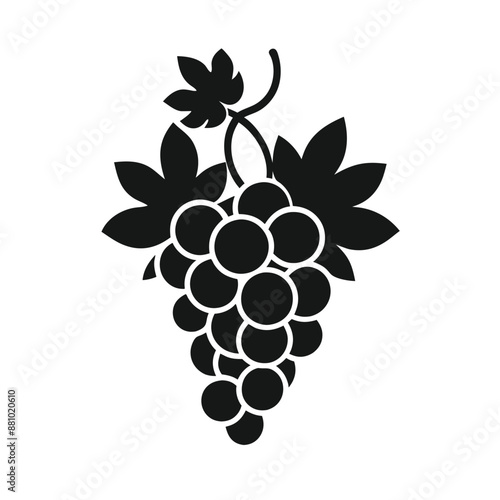 black silhouette image of grapes isolated on a white background 