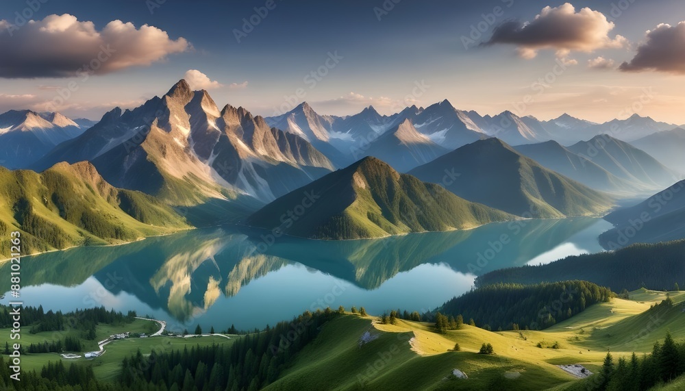 Fototapeta premium Beautiful mountains landscape panorama view