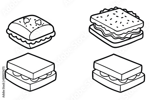 Croque Monsieur Line Art Design Illustration Hand Drawing