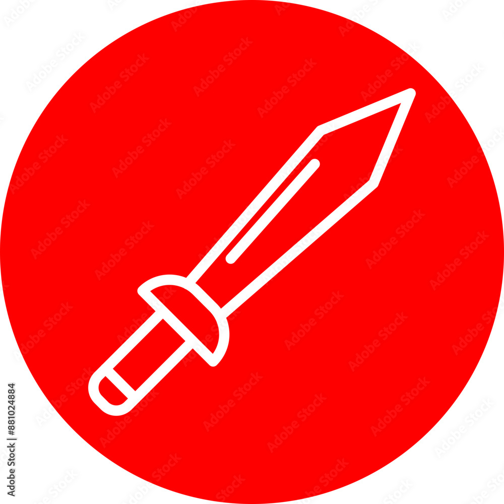 Sword Vector Line White Circle Red Sword Vector Line White Circle Red