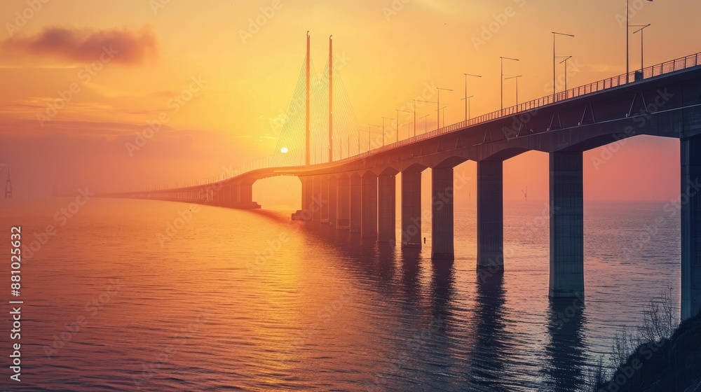 Bridge Over Water at Sunset