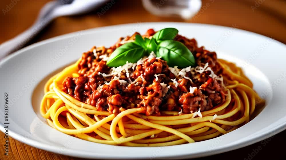 Delicious spaghetti with meat sauce ready to be savored Delicious spaghetti with meat sauce ready to be savored