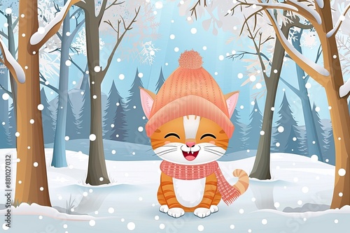 Cute Cartoon Christmas Cat ...
