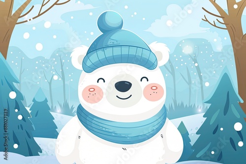 Cute Cartoon Polar Bear Wea...