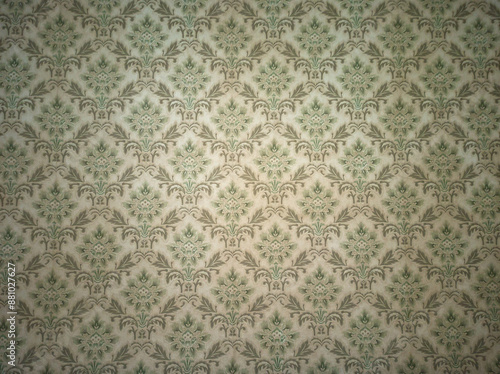 vintage background with pattern -old wallpaper pattern from the GDR with oak leaves