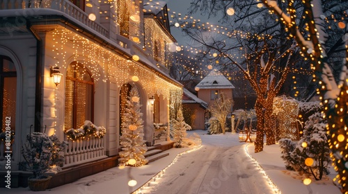 Enchanting Winter Wonderland with Festive Holiday Lights