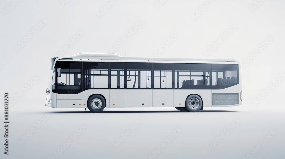 Modern travel bus on road in morning, 3D Rendering Modern travel bus on road in morning, 3D Rendering