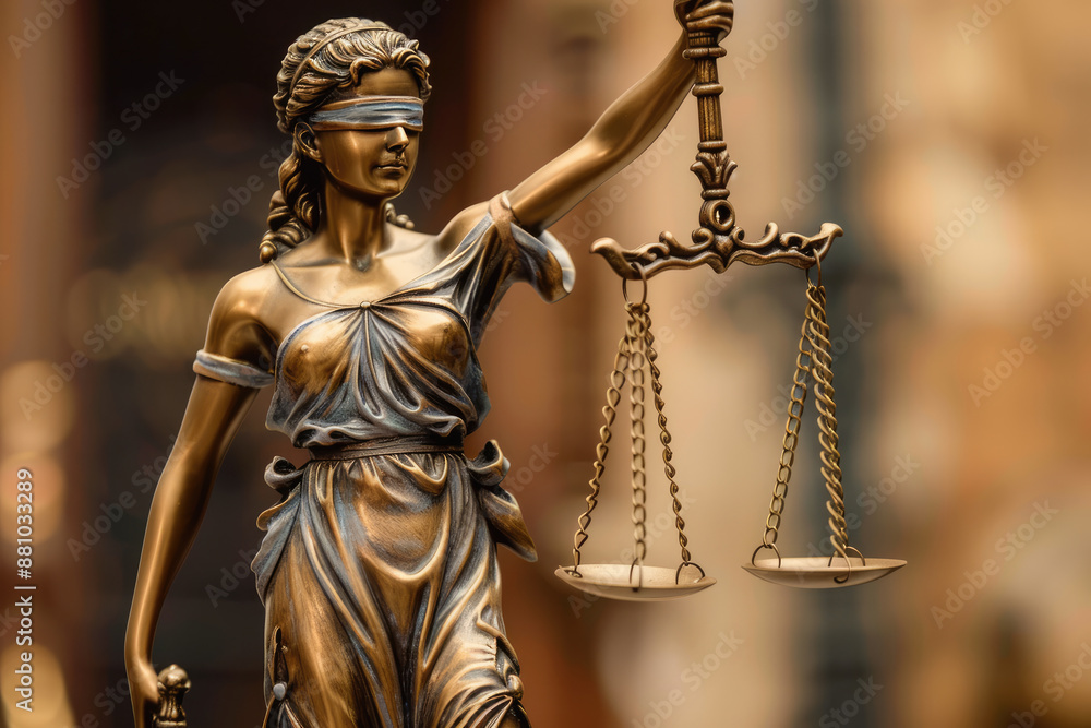 Bronze lady justice statue holding scales representing law and justice Bronze lady justice statue holding scales representing law and justice