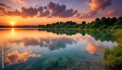Sunset view over beautiful water, beautiful landscape © Hdesigns