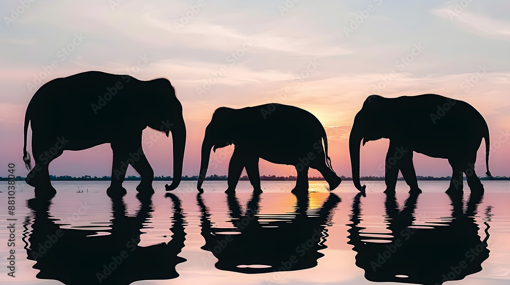 Fototapeta premium elephant silhouettes
