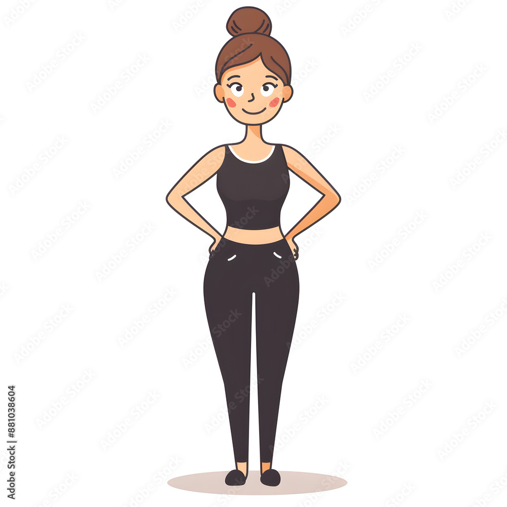 Cartoon woman smiling, full body standing, isolated on white background. Flat design, Solid color. Cartoon woman smiling, full body standing, isolated on white background. Flat design, Solid color.