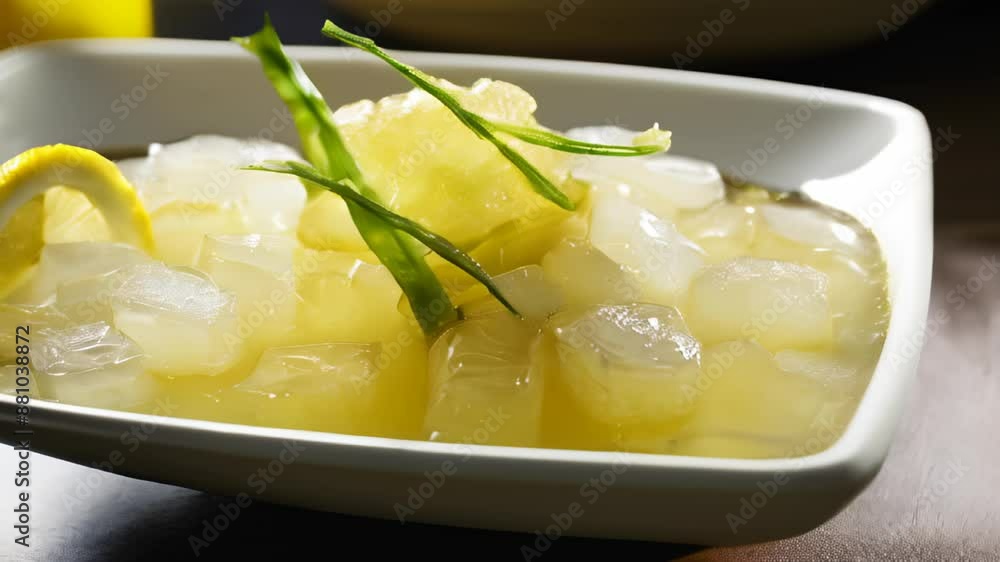 Refreshing summer fruit salad with ice and garnish Refreshing summer fruit salad with ice and garnish