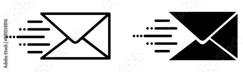 Email send message icon vector set isolated on transparent background. Speed delivery symbol.