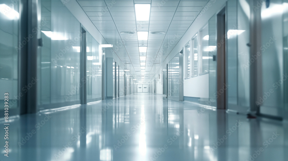 a hospital corridor bustling with activity, where the focus gently shifts to the background a hospital corridor bustling with activity, where the focus gently shifts to the background