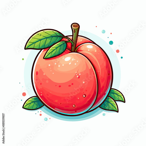 Vector image of peaches in different poses