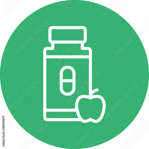 Vitamins Vector Line White Circles Multicolors