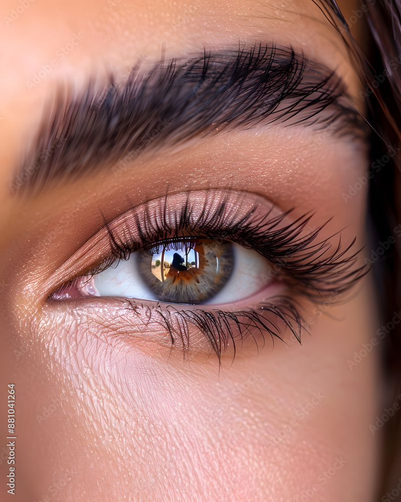 Obraz premium Close up photo of woman's eye with long lashes