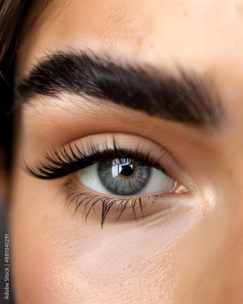 Naklejka premium Close up photo of woman's eye with long lashes
