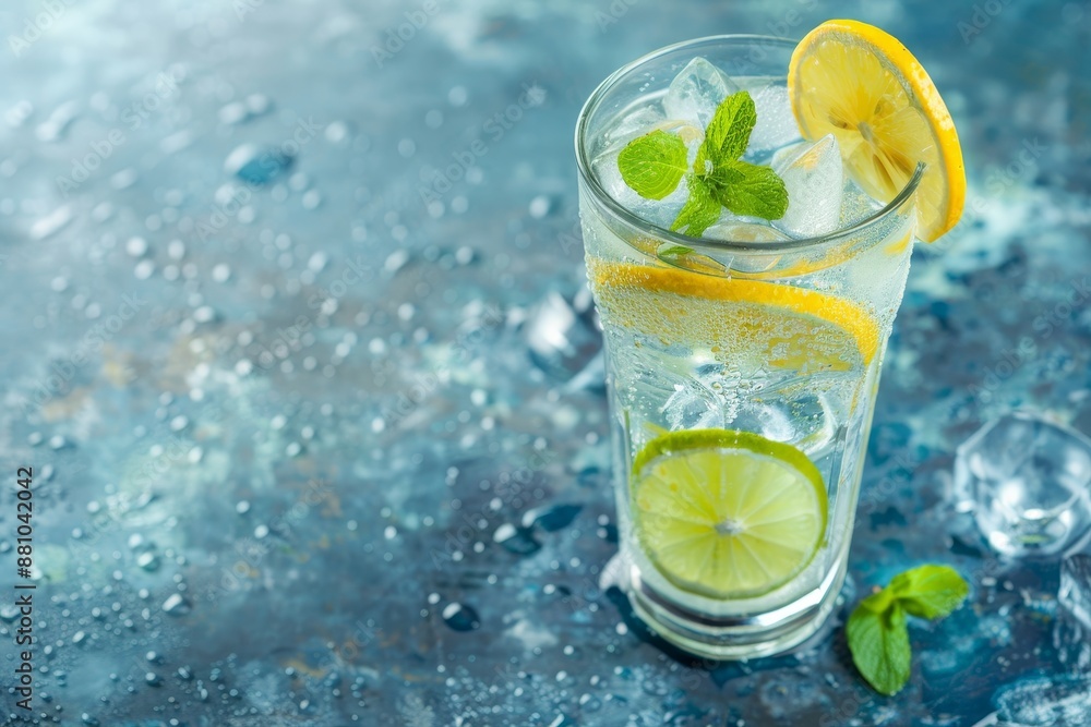 Refreshing lemonade soda with citrus and mint in glass light tones photography Refreshing lemonade soda with citrus and mint in glass light tones photography