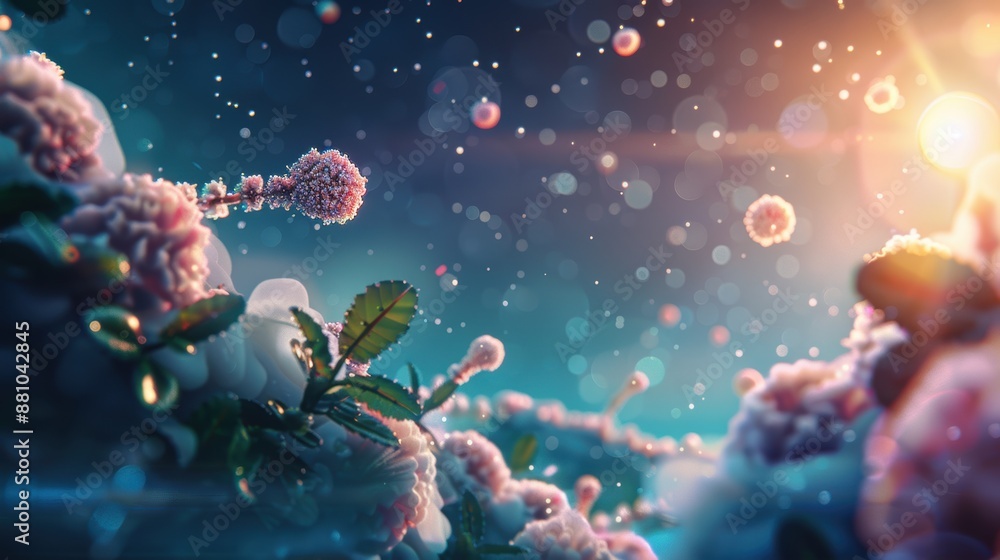 A cosmic landscape featuring futuristic biotech equipment processing bio-materials under starlit skies A cosmic landscape featuring futuristic biotech equipment processing bio-materials under starlit skies