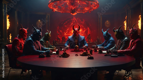 A group of devils are having a meeting