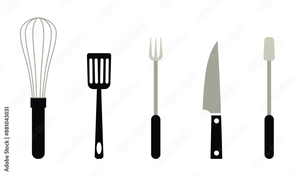 Cooking utensil icon vector silhouette set for kitchenware. Cooking utensil icon vector silhouette set for kitchenware.