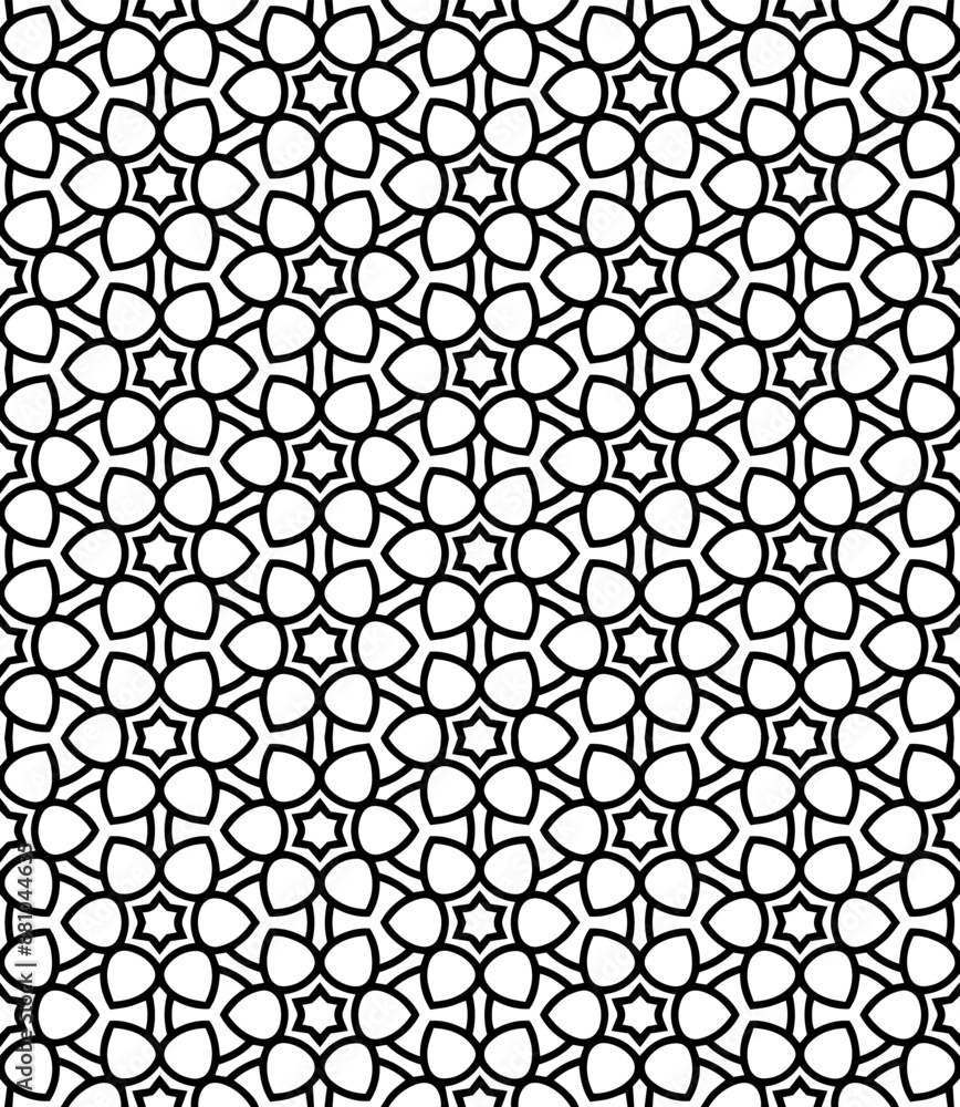 Black and white seamless abstract pattern. Background and backdrop. Grayscale ornamental design. Black and white seamless abstract pattern. Background and backdrop. Grayscale ornamental design.