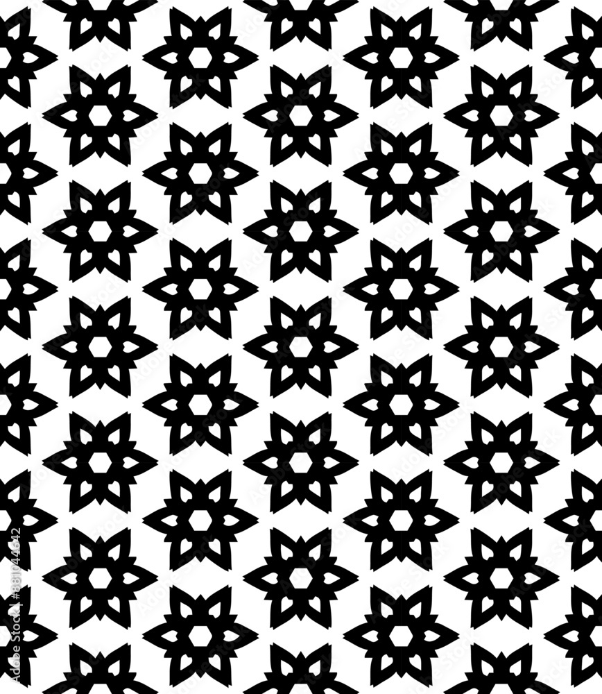 Black and white seamless abstract pattern. Background and backdrop. Grayscale ornamental design. Black and white seamless abstract pattern. Background and backdrop. Grayscale ornamental design.