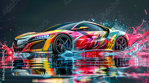 Abstract Car Design with Vibrant Colors