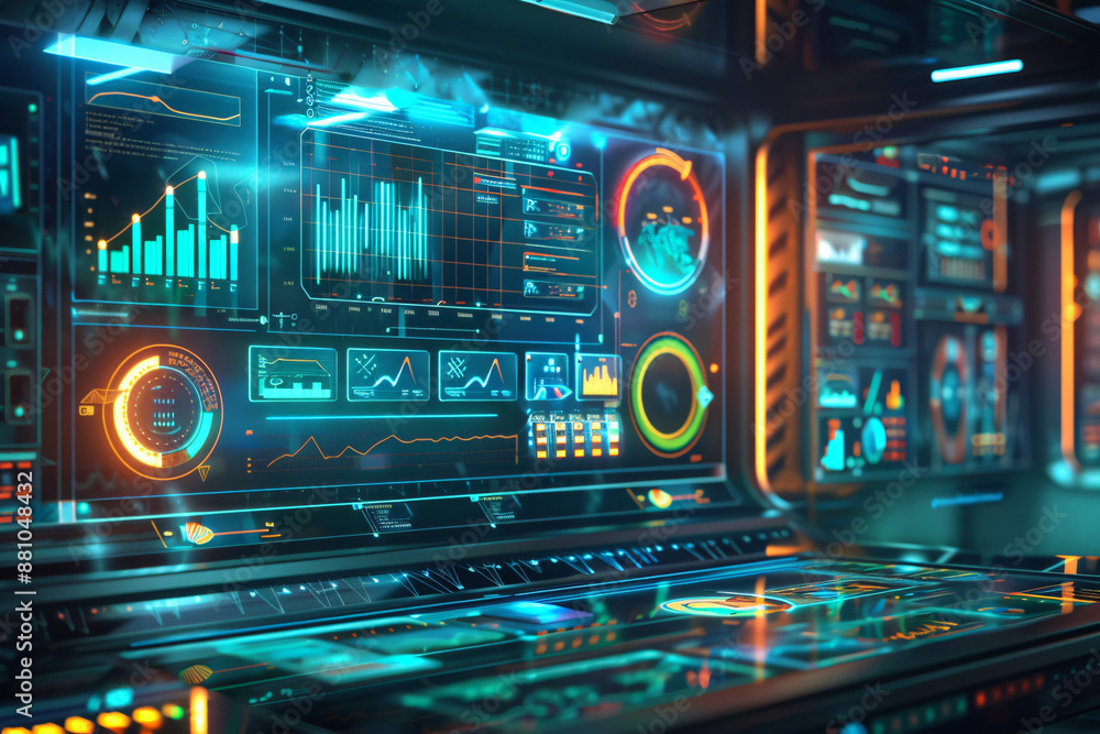 Intuitive Workflow: Futuristic Charts and Diagrams in High-Tech Workspace - Generative AI. Intuitive Workflow: Futuristic Charts and Diagrams in High-Tech Workspace - Generative AI.