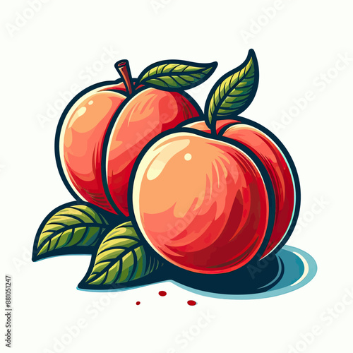 Vector image of peaches in different poses
