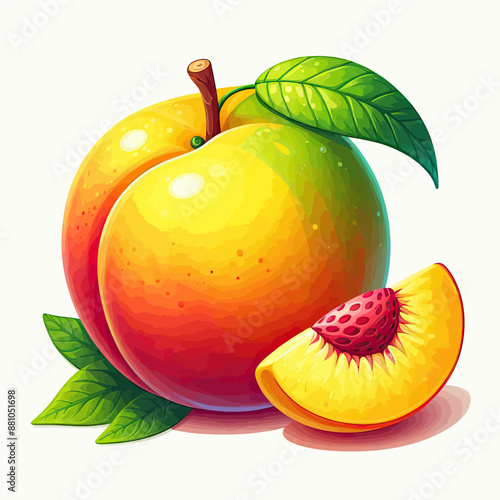 Vector image of peaches in different poses