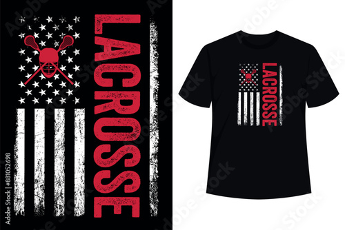 Lacrosse American Flag USA Flag Fan Vintage Retro T-Shirt