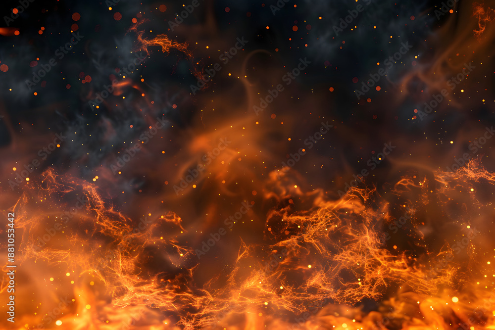 Fire particle ember with hot cloud smoke motion graphic background Fire particle ember with hot cloud smoke motion graphic background