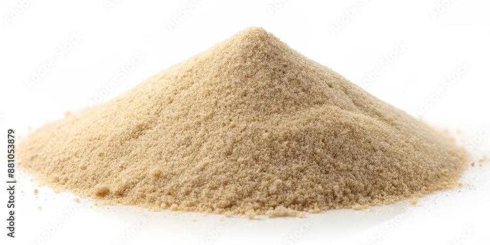 Pile of Light Brown Powder on White Background, powder, ingredient, food, texture Pile of Light Brown Powder on White Background, powder, ingredient, food, texture