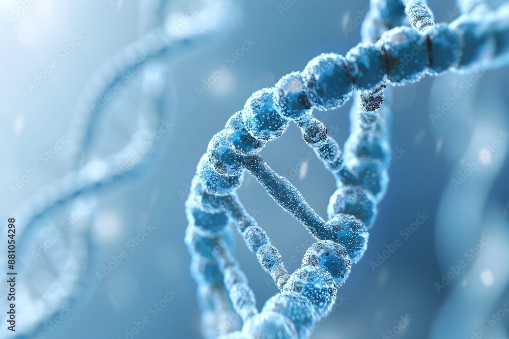 Close-up of double helix DNA structure, blue background. V plain Close-up of double helix DNA structure, blue background. V plain