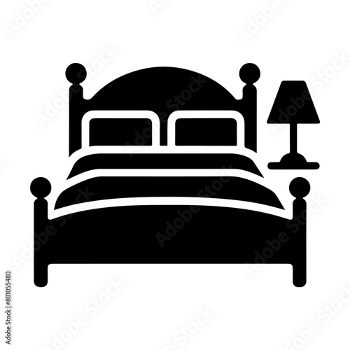 Bed icon silhouette vector. Human in bed illustration simple design