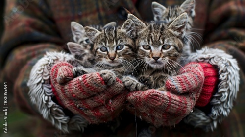 An animal shelter volunteer fostering a litter of kittens, Hd Background