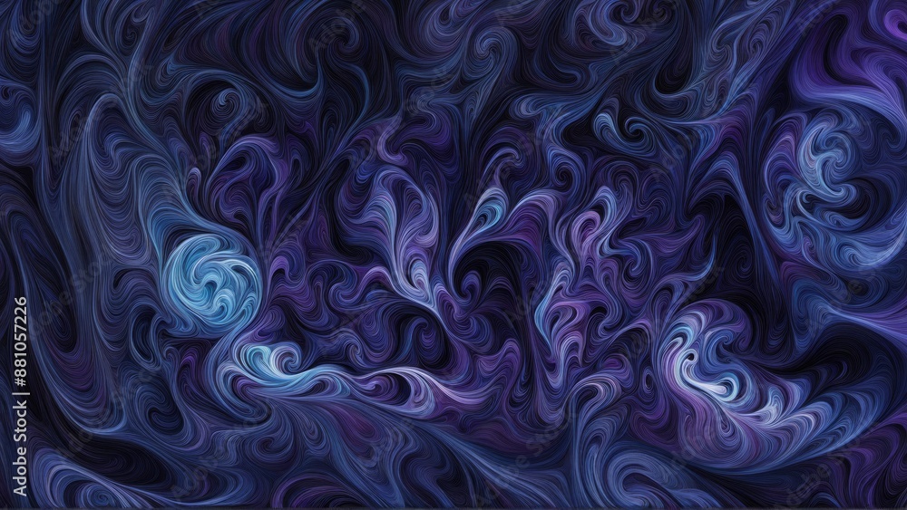 A blue and purple abstract painting with swirls and a blue ball. The painting has a dreamy and ethereal quality to it A blue and purple abstract painting with swirls and a blue ball. The painting has a dreamy and ethereal quality to it
