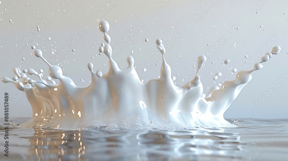 Dynamic Splash of Milk Captured in Mid-Air Dynamic Splash of Milk Captured in Mid-Air