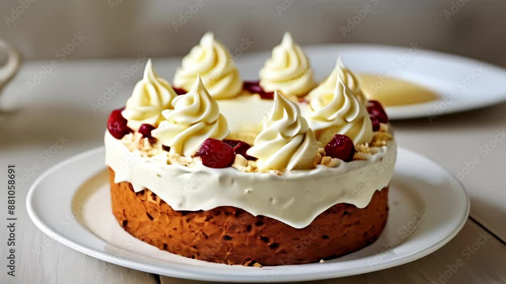 Deliciously decorated dessert ready to be savored Deliciously decorated dessert ready to be savored