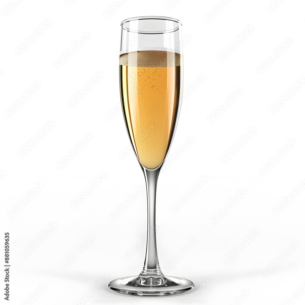 Side view champagne glass isolated on white background