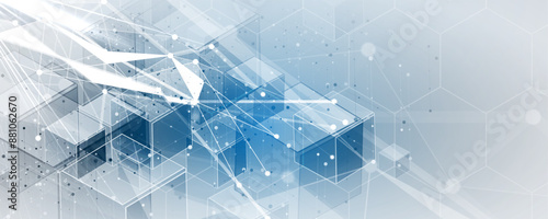 Neural network concept. Connected cells with links. High technology process. Abstract futuristic background. Vector art.