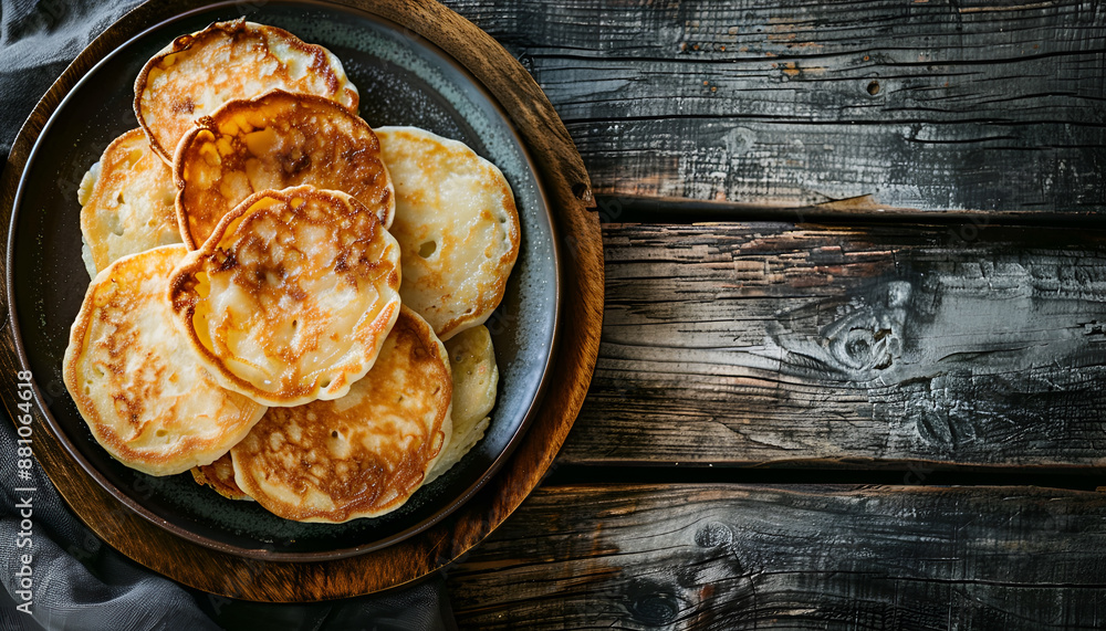 Fried potato pancakes on the old wooden background Fried potato pancakes on the old wooden background