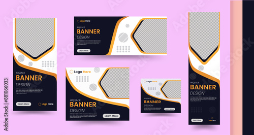  Web banner set design. it's my own concept. The color of this banner black yellow and white.