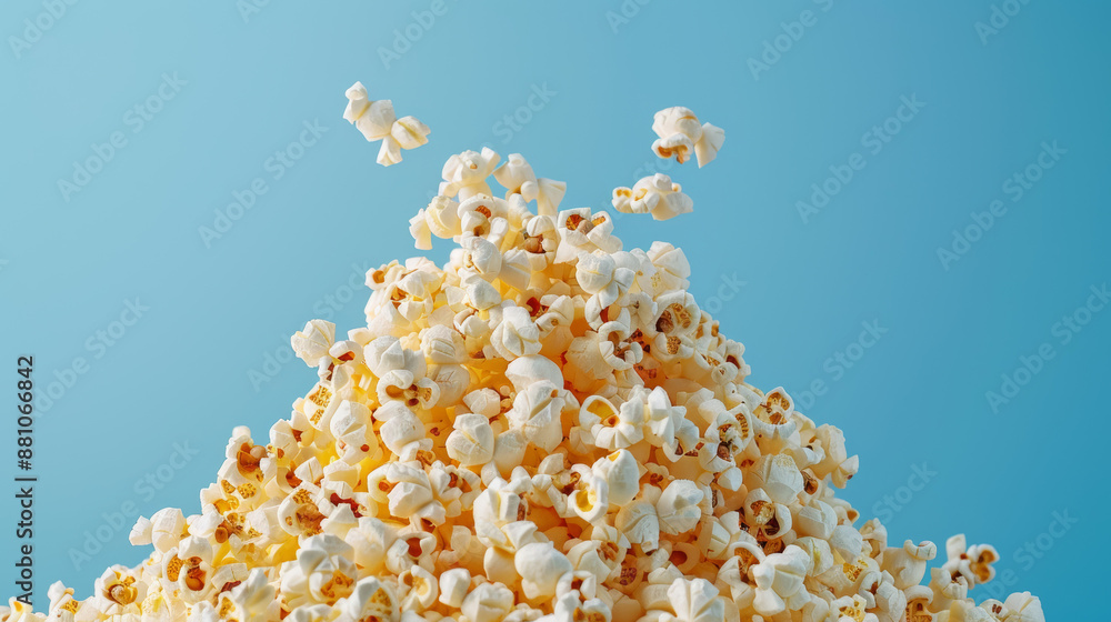 Background of Lots of Popcorn: The entire frame is filled with fluffy, golden-yellow popcorn, creating a rich and textured background. Each popcorn kernel is perfectly popped, showing off its crispy, Background of Lots of Popcorn: The entire frame is filled with fluffy, golden-yellow popcorn, creating a rich and textured background. Each popcorn kernel is perfectly popped, showing off its crispy,